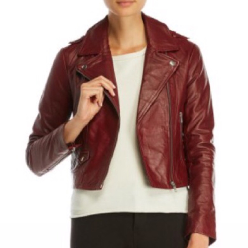 Sandova Leather Moto Jacket In Latte